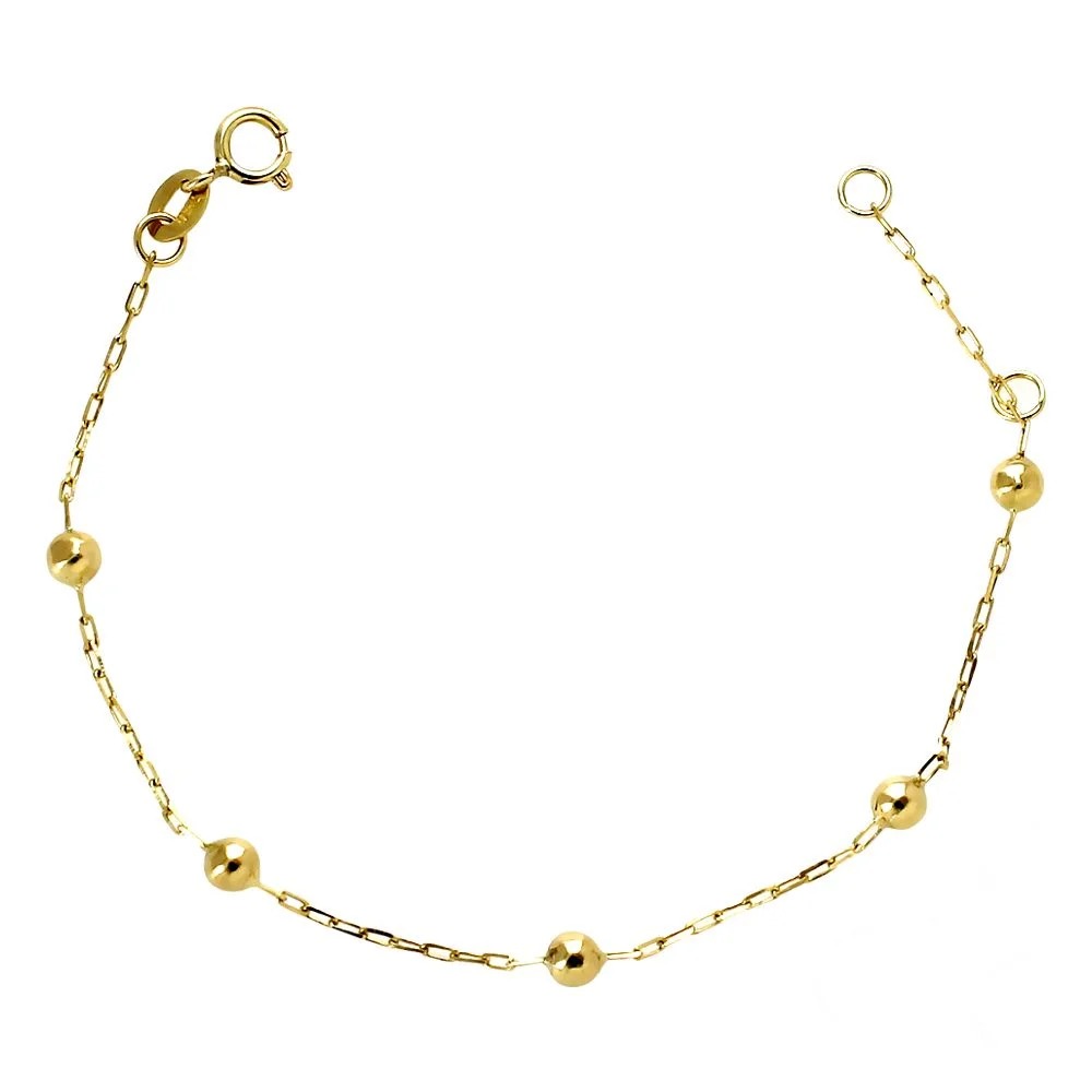 Pulseira Infantil com Bola em Ouro 18k